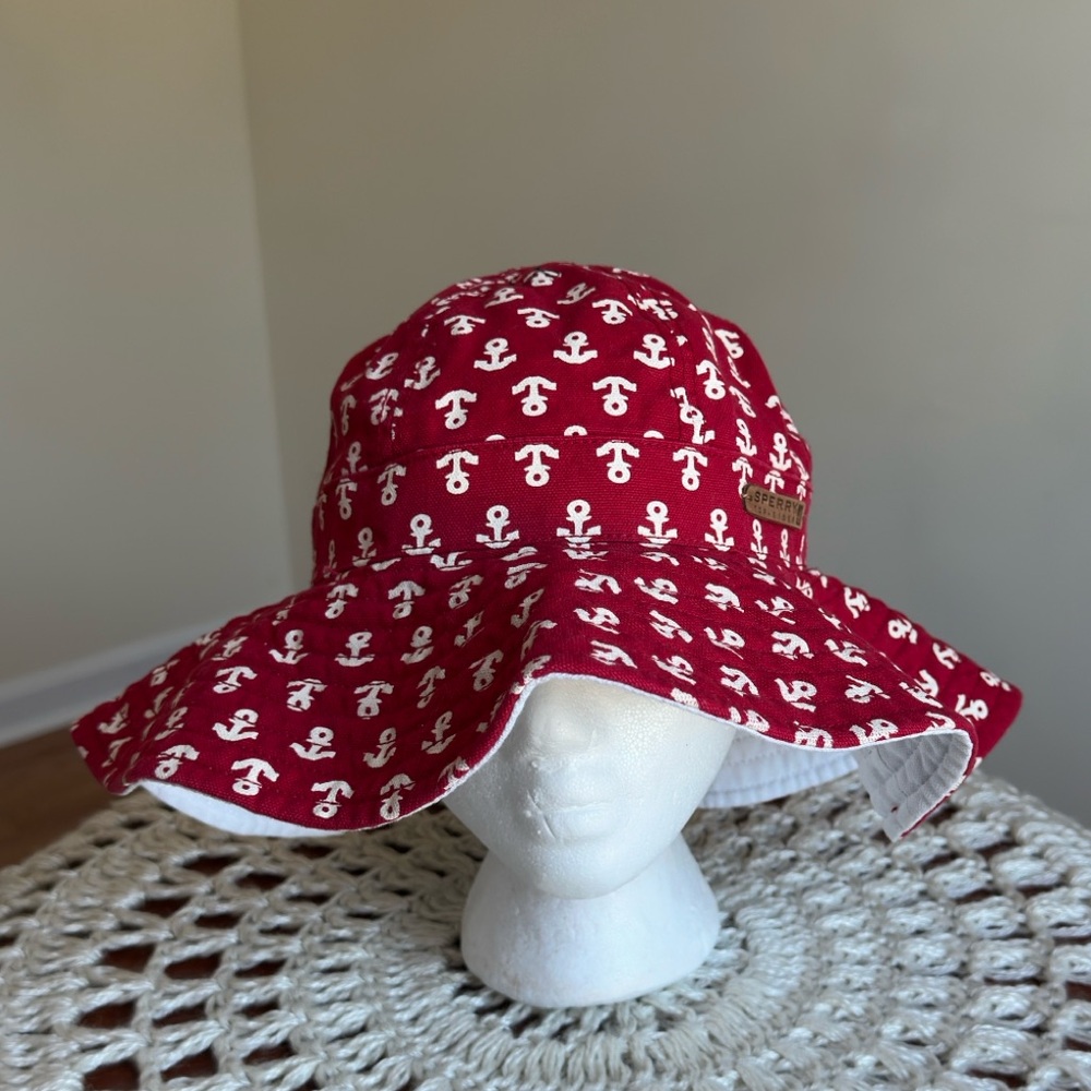 Sperry Top-Sider Bucket Hat Nautical Anchor Sun Hat Fishing Boating Beach OS
